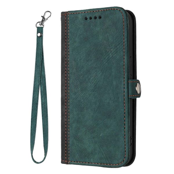 Til Huawei Mate 10 Pro Side Spænde Dobbelt Fold Håndrem Læder Telefonetui Dark Green