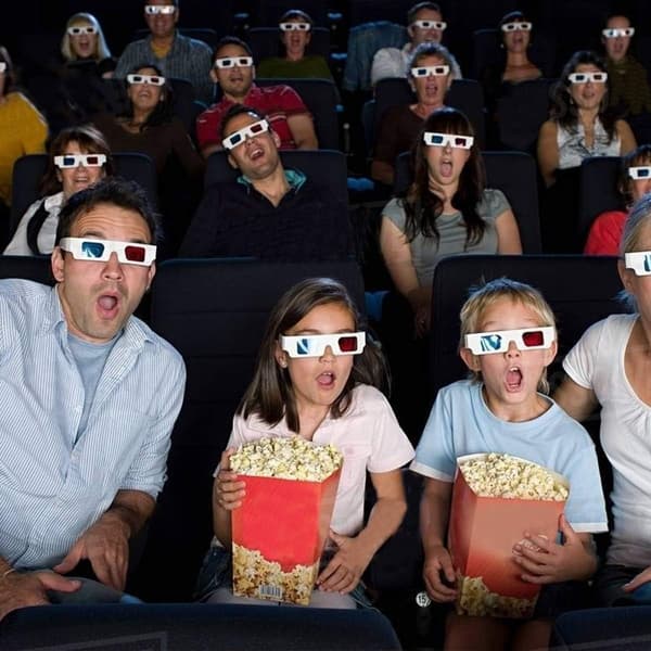 10 par røde og blå papir 3D stereobriller for filmdekorasjon