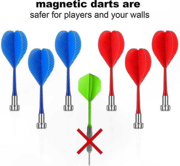 Magnetisk dartsett - 24 trygge erstatningspiler i plast for barn og voksne målspill