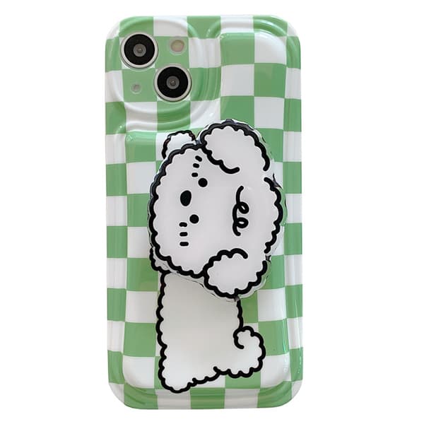 Kompatibel med iPhone 13 PRO MAX Cover Grønternet Hvalp med Stand