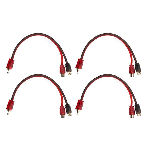 4-pak RCA-kabel han til 2 hun Y-splitter til bilstereo højttalersystem