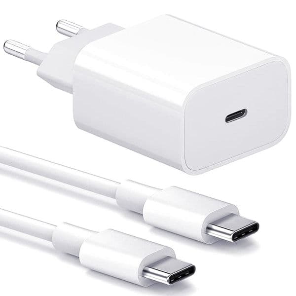 Laddare - Snabbladdare 20W USB-C - Adapter + Kabel 2m Vit 2-Pack USB-C 2-Pack 2-Pack USB-C