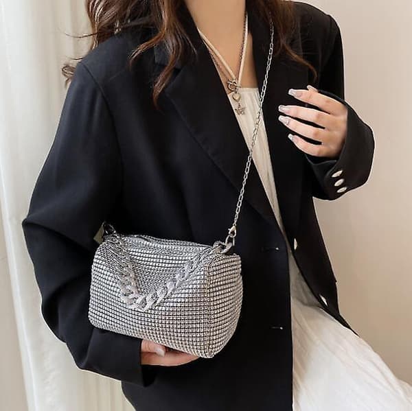 Krystaller Aften Clutch Taske til Kvinder Piger Taske—ls silver