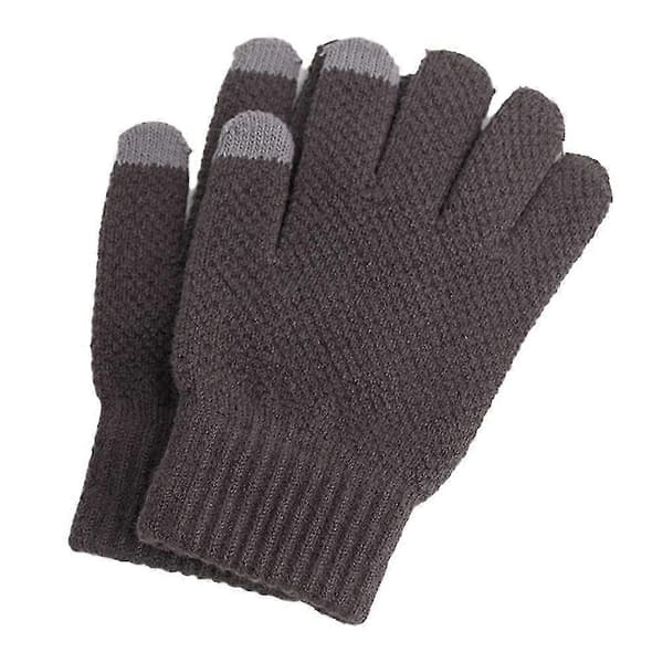 Vintercykelhandsker Touch Screen Handsker Varme Fleeceforede Strikhandsker Elastisk manchet Grey