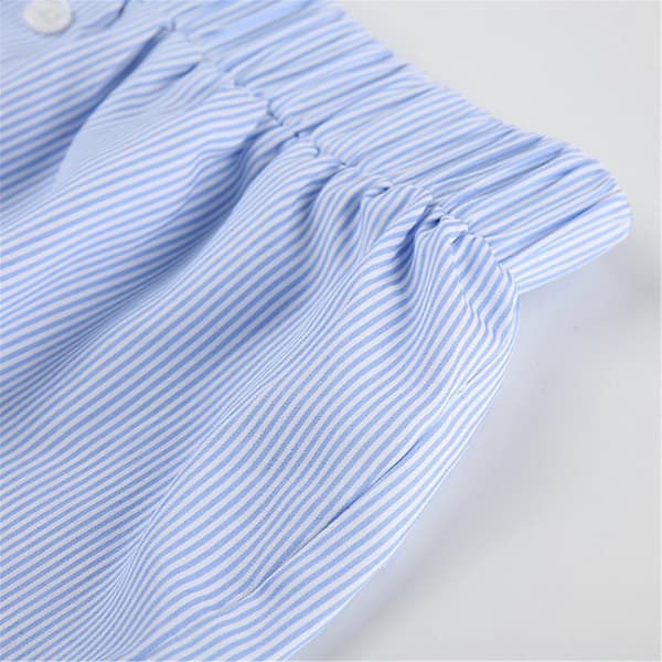 Elastiske pyjamasshorts til kvinder og mænd, pyjamasunderdele, stribede boxershorts til sommerfritid, loungeshorts, gaver blå M blå Blue M