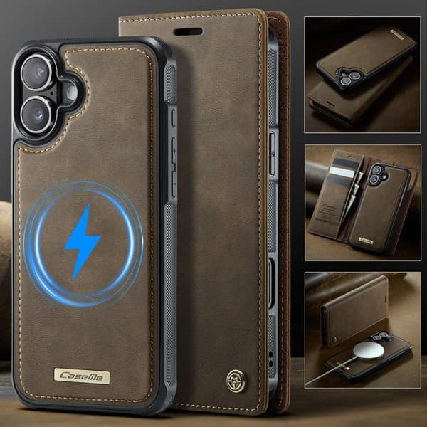 [LCS] iPhone 17 -nahkakotelo MagSafella ja RFID-estolla, irrotettava lompakko – ls Kaffe