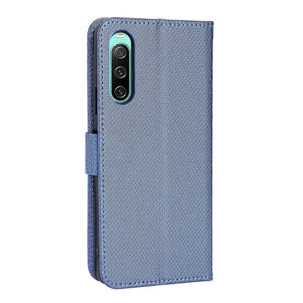 Til Sony Xperia 10 IV Diamanttekstur Læder Telefoncover Blue