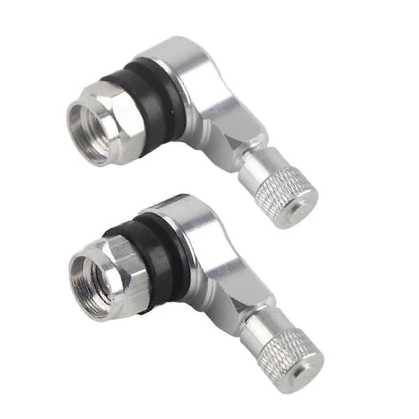 2 stk. 11,3 mm aluminium motorcykel dækventilhætter 90° sølv—ls