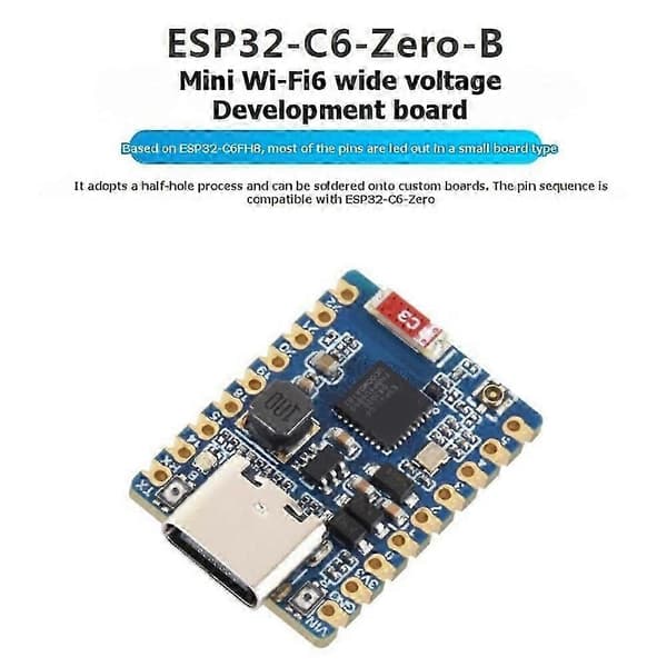 ESP32-C6-Zero-B Udviklingskort Mini WiFi 6 Bluetooth 5 RISC-V Mikrokontrollermodul til DIY
