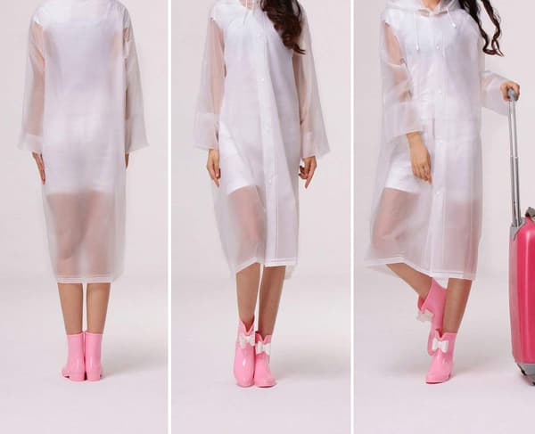 Klar EVA Regnfrakk Dame Vanntett Regn Ponchoer Langt Regntøy