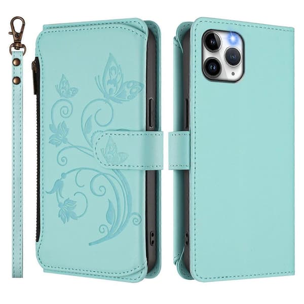 Læderpung-etui med lynlås til iPhone 13 mini —ls For iPhone 11 Pro Max