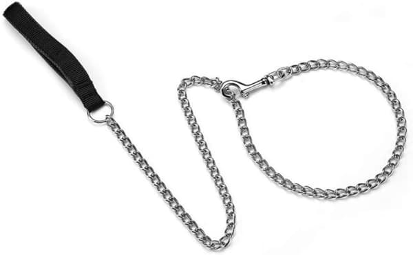 Chain Leash (120cm) Solid Metal Leash Leather Handle