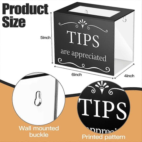 Tipsbokser for penger Akryl Tips Kontantboks Donasjons Tipsbøtte