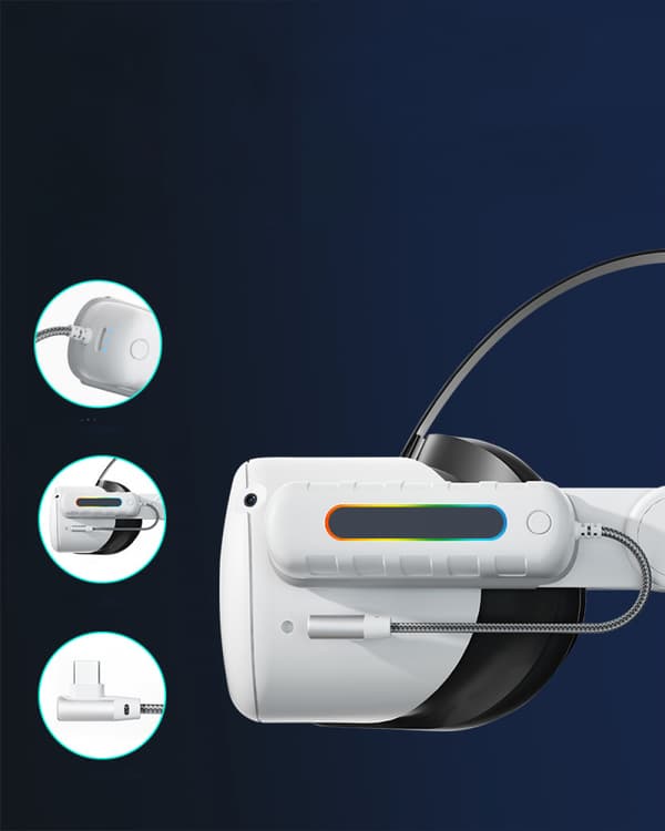 Kompatibel med Oculus/Meta Quest 2 og Quest, Elite Strap-lader, 5000 mAh hurtiglading og utvidet batteri for 2 timer