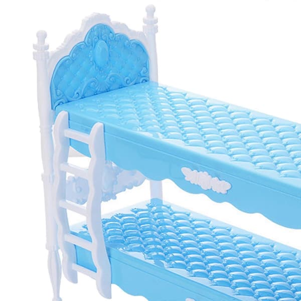 1/12 Dukkehus Køjeseng Mini Køjeseng Klassisk Møbelmodel Legetøj til blue