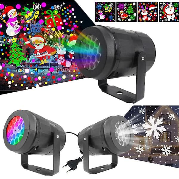 16 Mönster Snöflinga Roterande Projektor—ls Black
