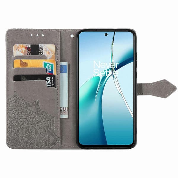 Mandala Blomst Præget Læder Telefoncover Gray For Nothing Phone 3a Pro