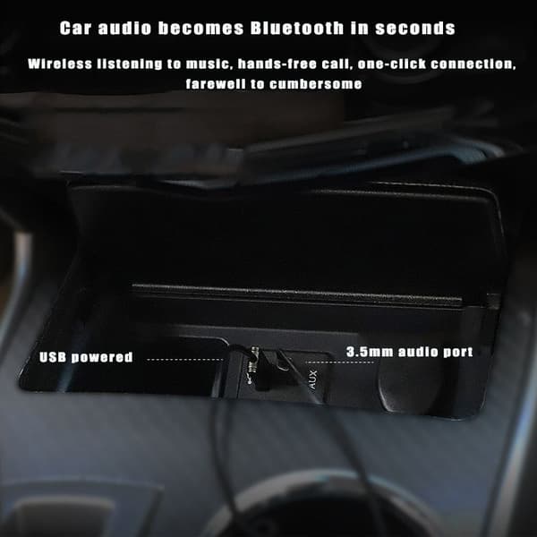 Bluetooth-Aux-kabel til bilen/Aux Bluetooth-adapter til bil, Bluetooth 5.0-modtager til bil med 3,5 mm AUX-stik og USB Grå Grey 36
