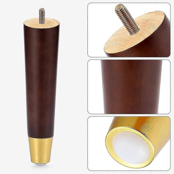 Guldbelagte 10 cm træmøbelben, sæt med 4 til sofa, skab og kommode Brun Brown 8 inch 4 pcs
