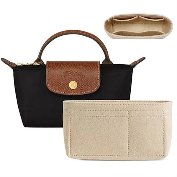 1 stk. Multi-Pocket Bag Organizer for Longchamp Mini Bag Insert Håndveske Fôr Bag rosa black