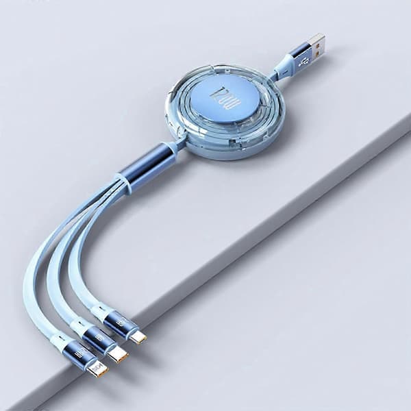 USB-datakabel 120W USB til Type C & Micro USB & 8Pin opladerkabel Udtrækkeligt opladerkabel Lilla—ls Purple