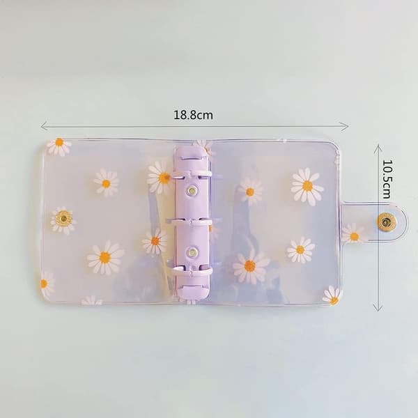 Mini Daisy 3 ringbindsomslag klare PVC notesbogomslag løsblad (hvid) White