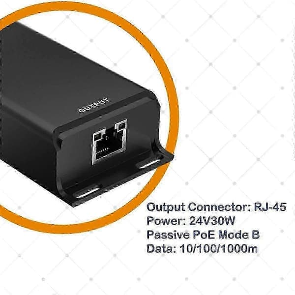 12V til 24V Passiv PoE Injektor Gigabit til Solenergi Svart