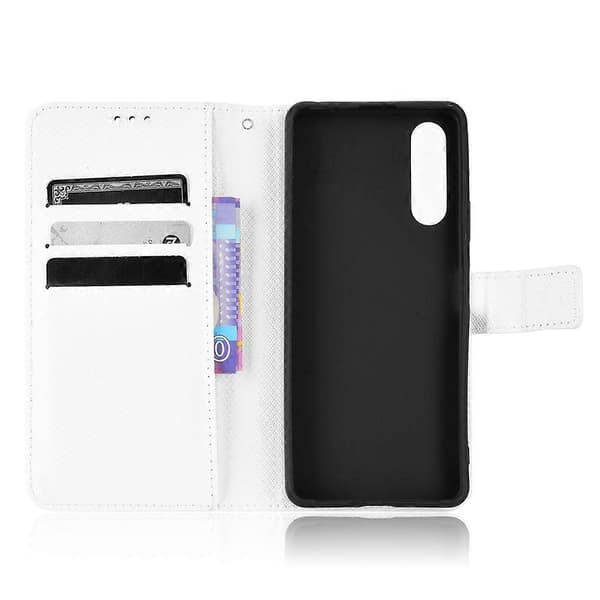 Til Sony Xperia 10 IV Diamanttekstur Skinntelefonveske White