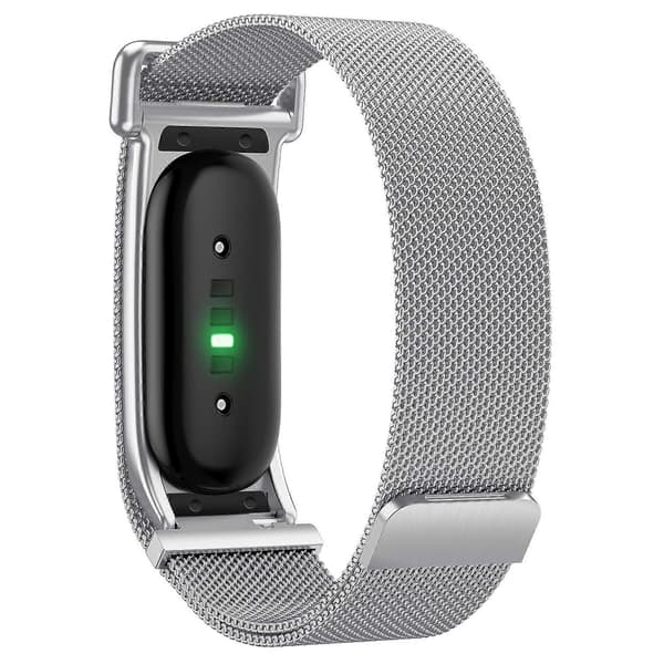 Integreret Milanese magnetisk urrem i rustfrit stål med metalhus til Google Fitbit Air Silver