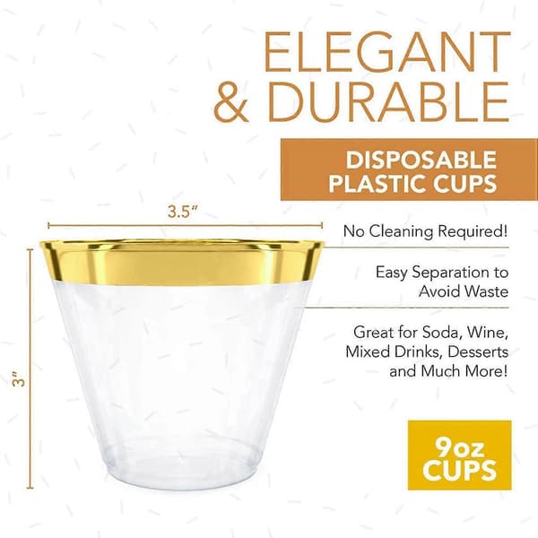 4x Plastkopp 9 Oz Hard Engangskopp Plastvinglass Fest Bryllup Vinglass Transparent Pla—ls