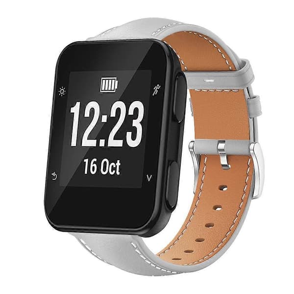 xDfind Flat Head Black Shark hienorakeinen nahkainen kellonranneke Grey For Garmin Forerunner 35/30/35j 20mm