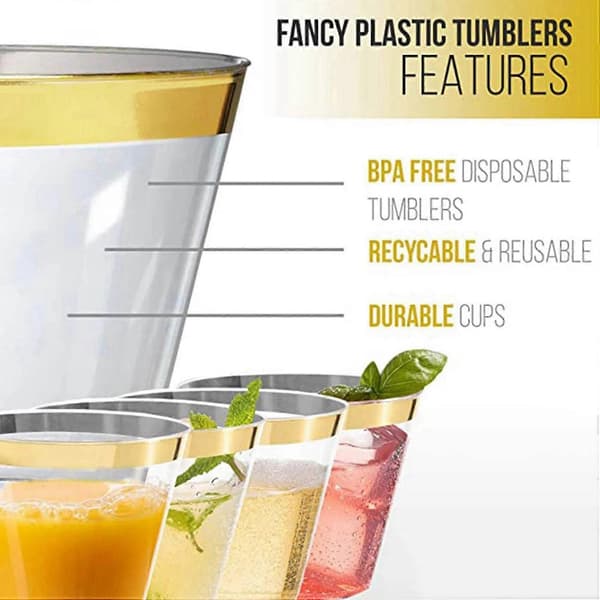 4x Plastkopp 9 Oz Hard Engangskopp Plastvinglass Fest Bryllup Vinglass Transparent Pla—ls