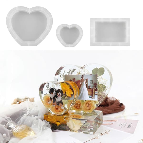 Fotorammeform Rektangel Bilde Silikon Hjerteform Krystallharpiksform – ls C