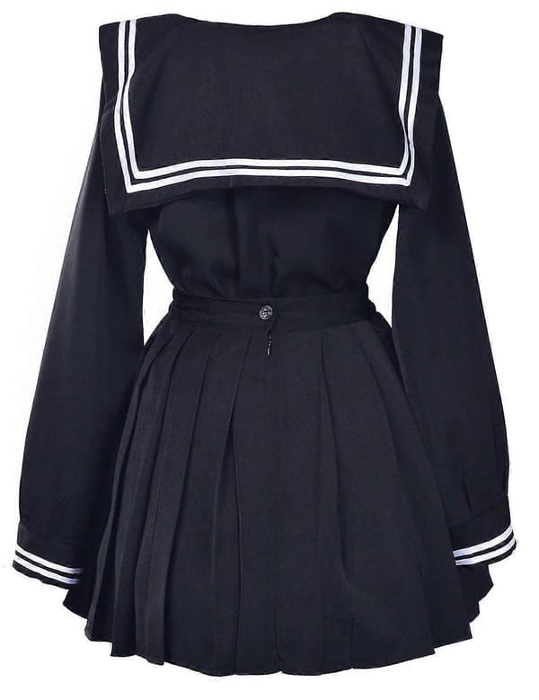 Klassiske japanske skolepige-matroskjorter uniform Anime Cosplay-kostumer med strømper til kvinder _b Sort Black S