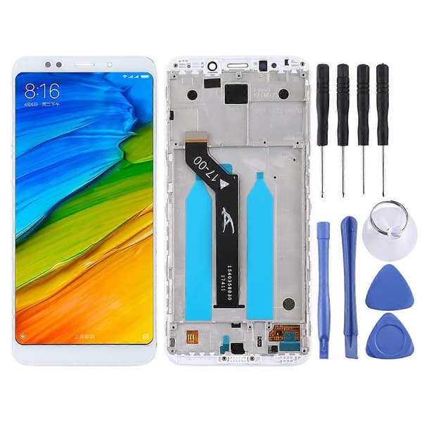 TFT LCD-skjerm for Xiaomi Redmi 5 Plus Digitizer komplett montering med ramme White