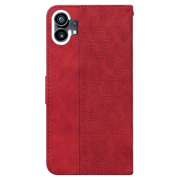För Nothing Phone 1 Geometriskt präglat flip-läderfodral Red