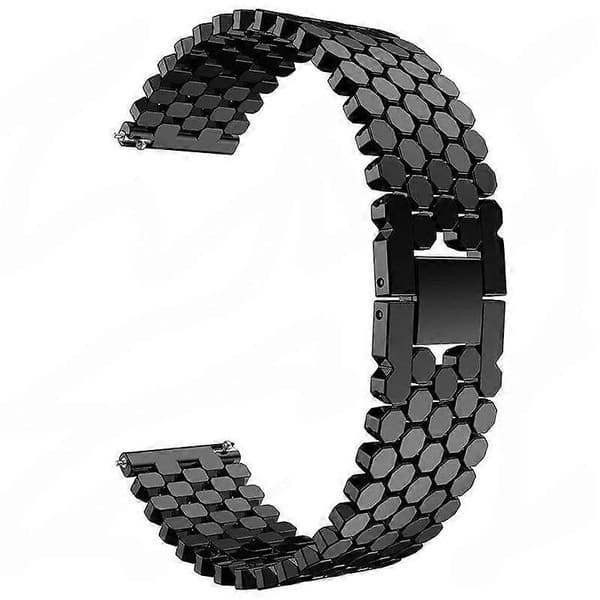 xDfind Fish Scale Texture Metal Watch Band Black 20mm
