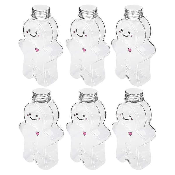 6 st juiceflaskor pepparkaksgubbe dricksflaskor påfyllningsbara tomma dryckesflaskor juljuicebehållare för juicepressning 500 ml utgåva 1121—ls