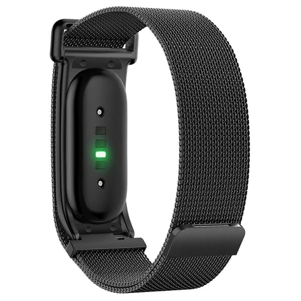Integreret Milanese magnetisk urrem i rustfrit stål med metalhus til Google Fitbit Air Black