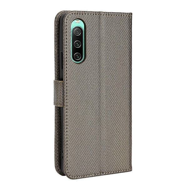Til Sony Xperia 10 IV Diamanttekstur Læder Telefoncover Brown