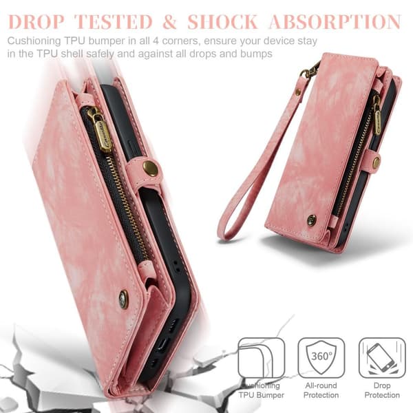 CASEME iPhone 15 Pro Retro Plånboksfodral - Rosa pink Rosa
