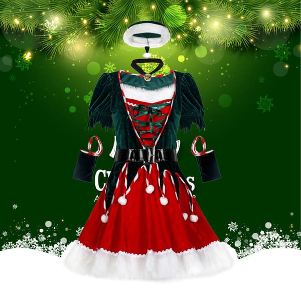 Julbordsdräktset - Scen Cosplay Performance Outfit - XS