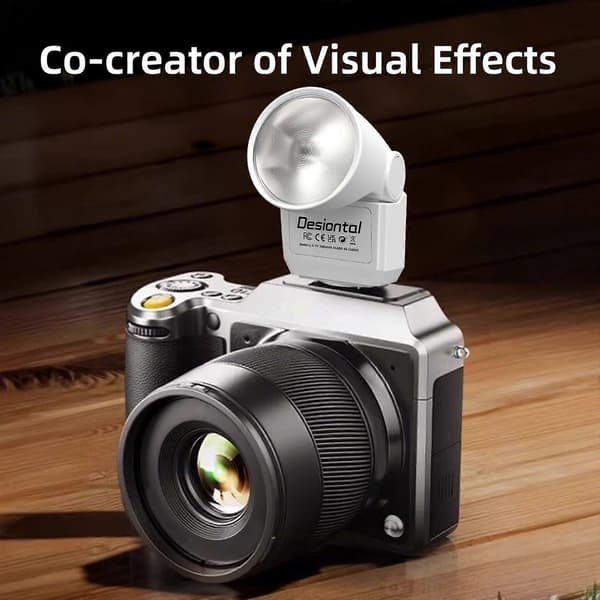 Desiontal F02 Mini On-Camera Blitzlys Speedlite til Spejlløse Kameraer White