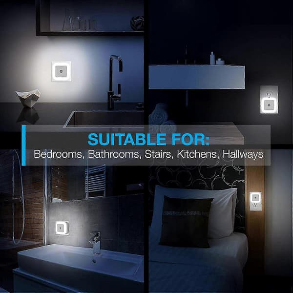 Nattlys med sensor for soverom og gang, LED plug-in lys [6-pakning]—ls