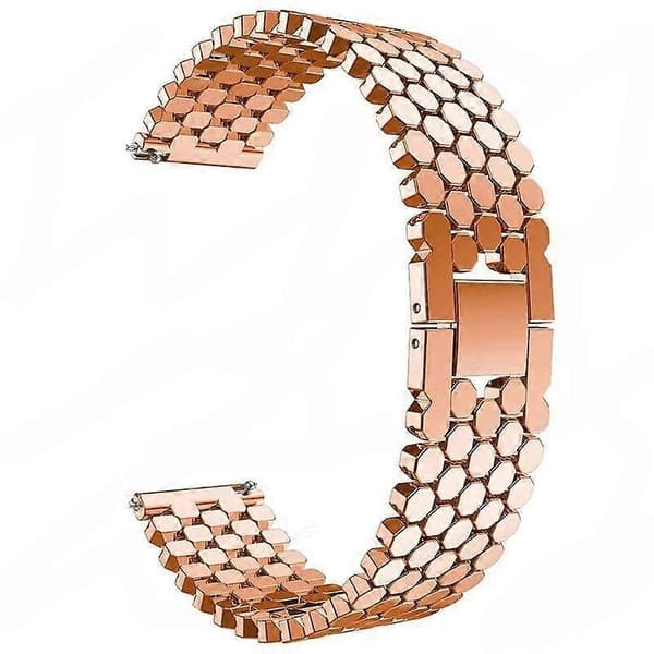 xDfind Fish Scale Texture Metal Watch Band Rose Gold 22mm