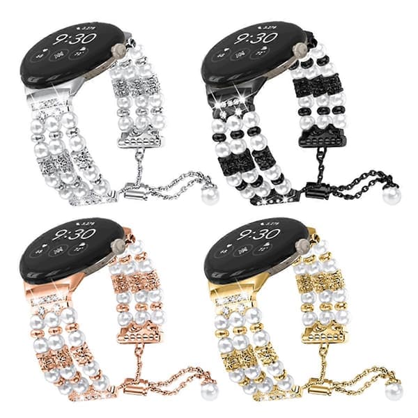 Til Google Pixel Watch Perle Halv Armbånd Urrem—ls Black