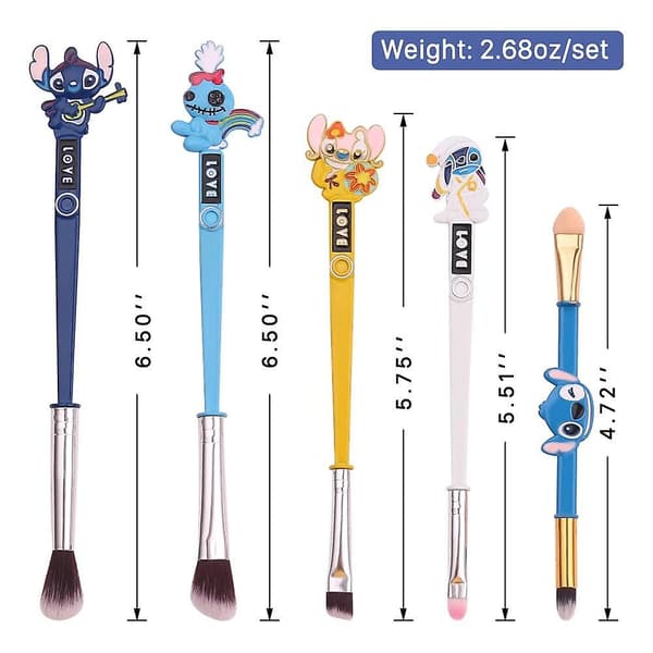 5 stk. Stitch-tema kosmetikbørstesæt, Interstellar Baby Makeupbørster – ls Style2