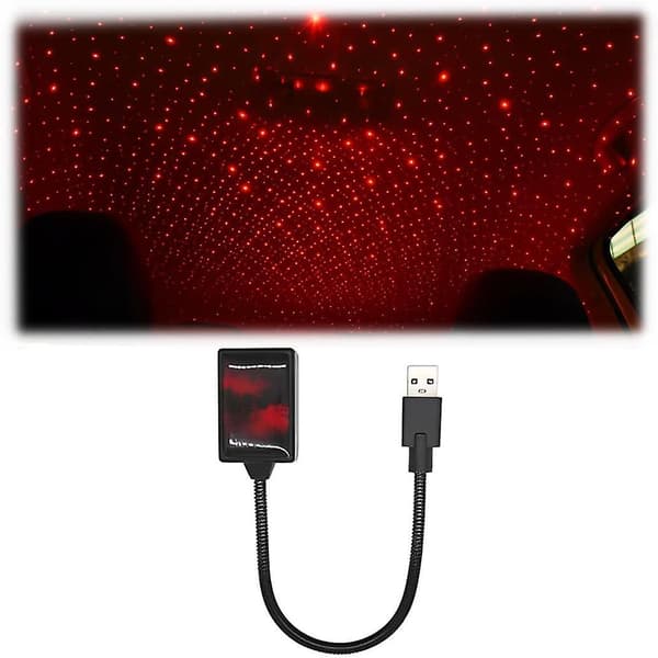 Bærbar USB-projektor Bil Tak Stjernehimmellys Red
