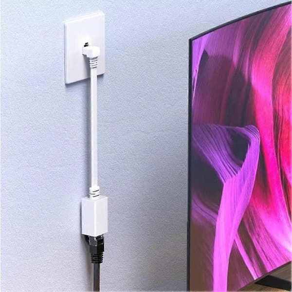 15 cm Cat7 Ethernet forlængerkabel 10 Gbps RJ45 han til hun 90° retvinklet adapter til pc bærbar computer White