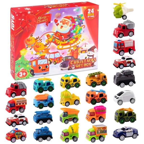Jule Nedtællingskalender Blind Box Træghed Træk Tilbage Bil Legetøj Overraskelse Rivbar Blind Box Julegave—ls